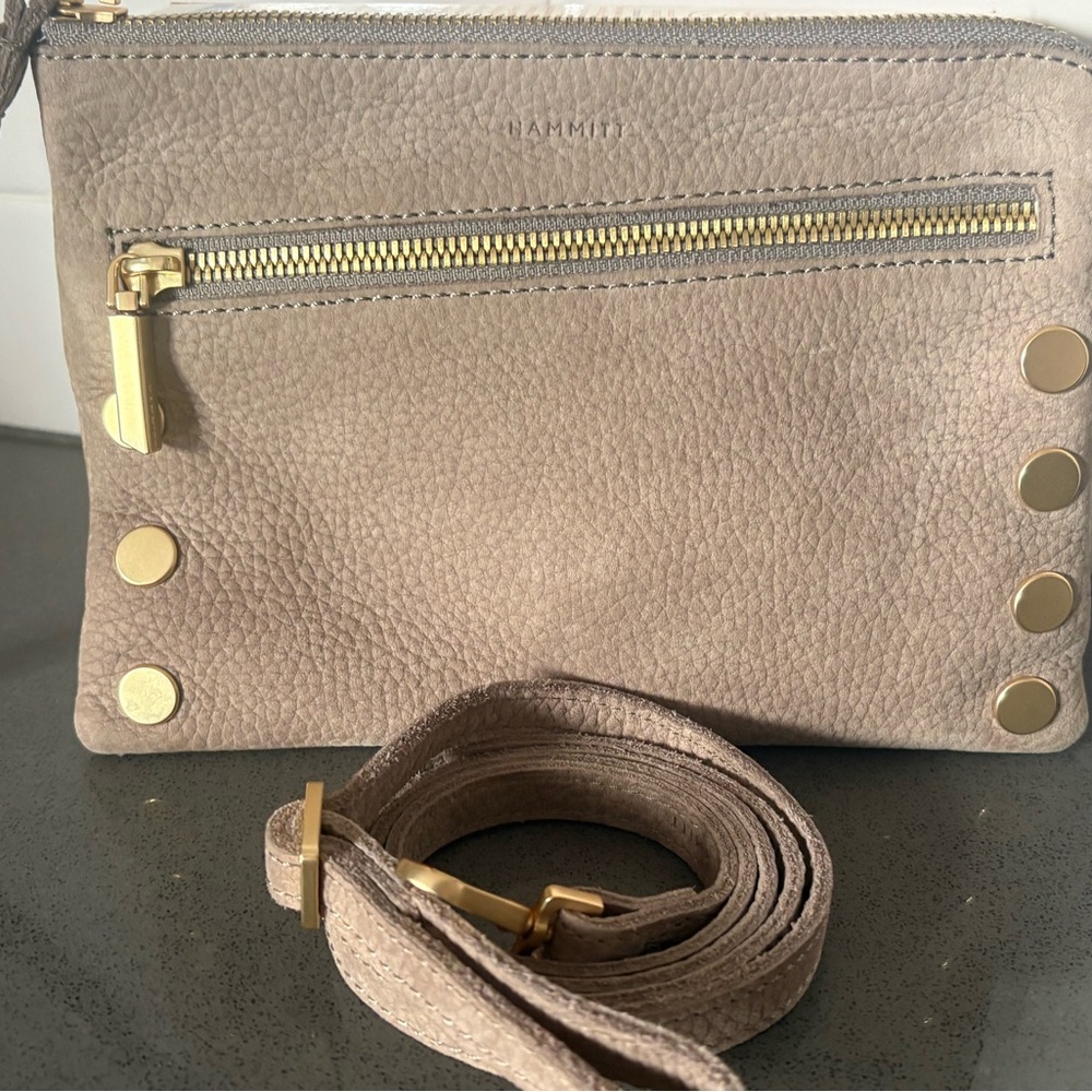 Hammit Nash Leather Crossbody Bag with Gold Hardware
